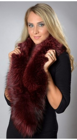 Red cherry raccoon fur collar